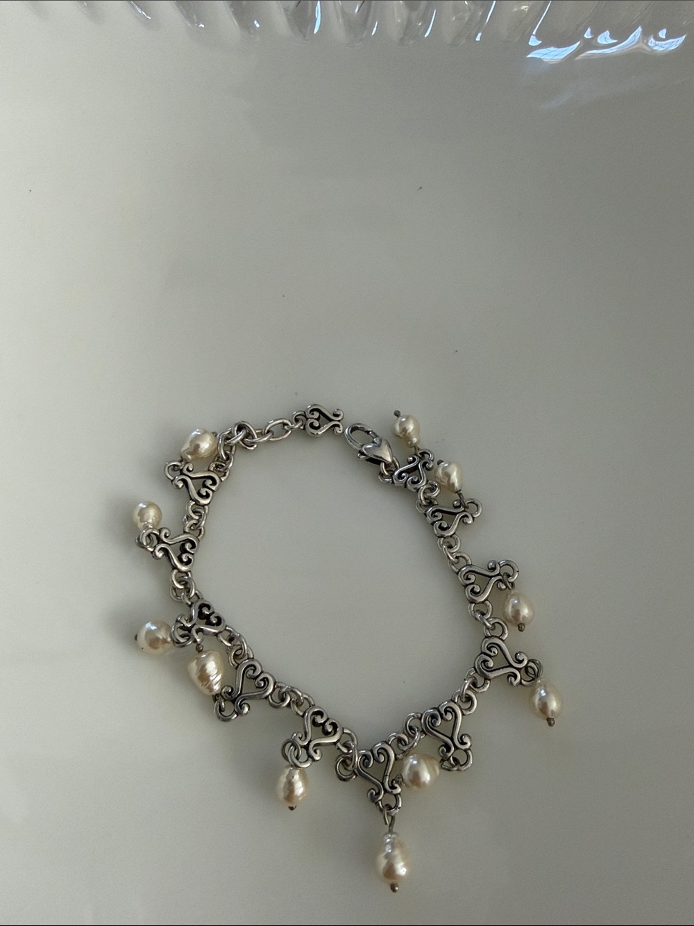 Brighton silver bracelet with delicate pearl accents